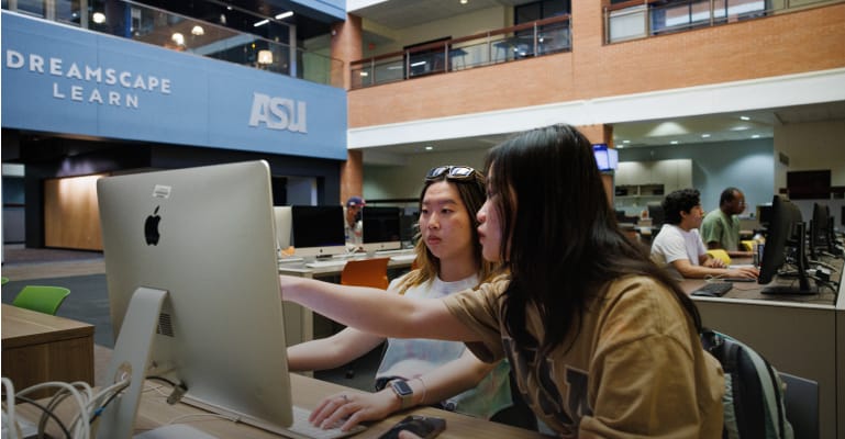 ASU students working in a computer lab