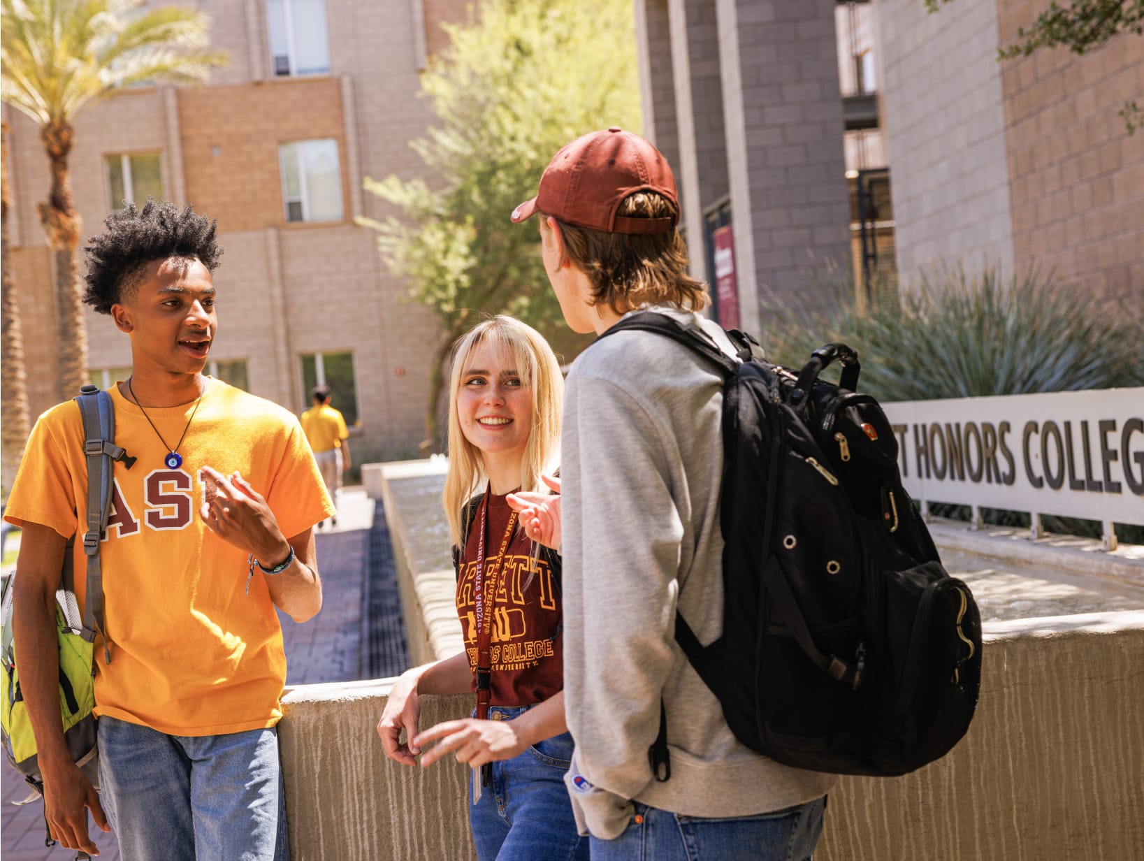 Students standing outside building on ASU campus