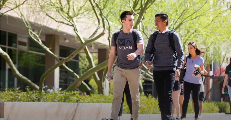 Students walking on campus